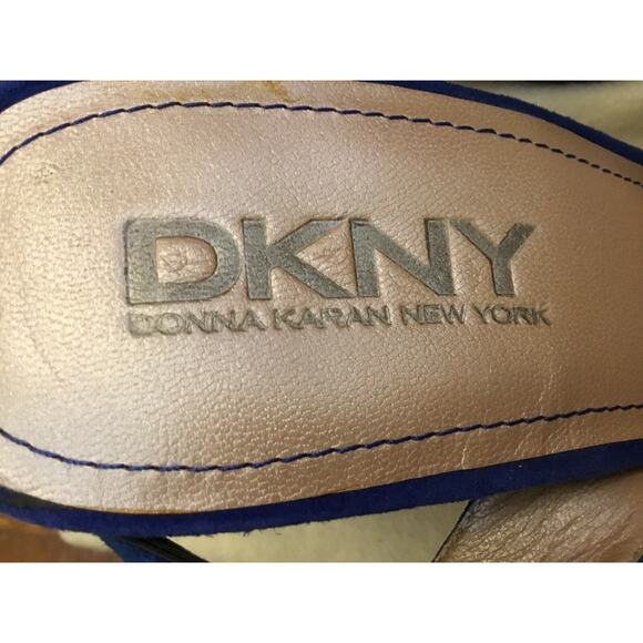 DKNY cobalt blue suede slingback stiletto high heel peep toe Sandals - Picture 2 of 7